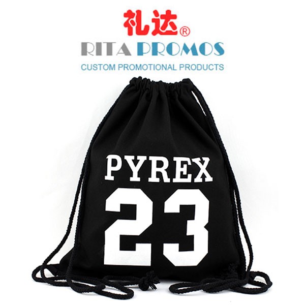 China Promotional Black Cotton Canvas  Drawstring Backpacks Bags (RPCDB-2)