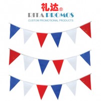 Holiday Decoration Plastic Bunting Triangle Red White Blue Flag Factory (RPPBF-004)