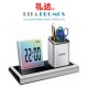 Promotional Office Desk Penholder Digital Clock with 7 LED Colorful Lights (RPCPC-003)